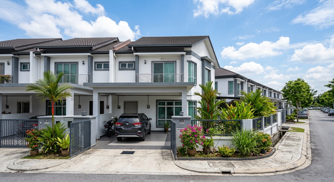 Kerja pemasangan jubin lantai format besar di ruang tamu rumah Malaysia